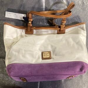 Purple suede/ white Dooney & Bourke handbag